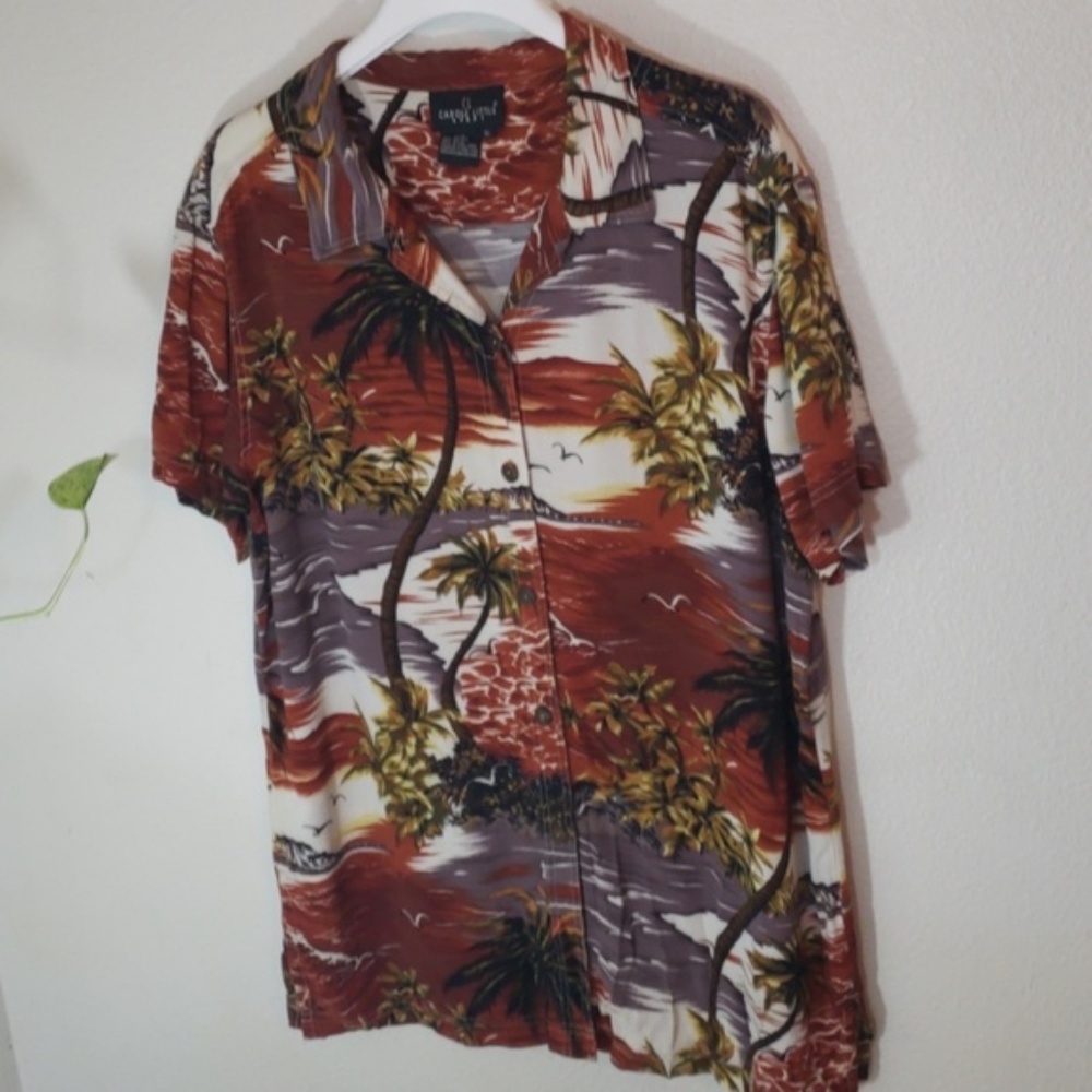 Sport Button Down Tropical Hawaiian Print